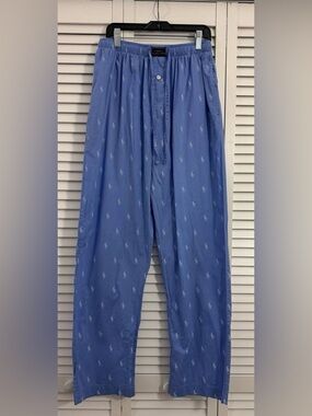 Polo Ralph Lauren Pajama Pants Straight Blue Sleepwear Pony Print Mens M